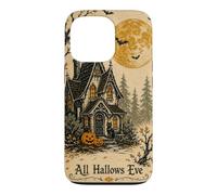 All Hallows Eve Haunted House Black Cat Pumpkin Moon Vintage Case for iPhone 13 Pro