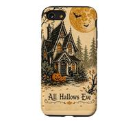 All Hallows Eve Haunted House Black Cat Pumpkin Moon Vintage Case for iPhone SE (2020) / 7/8