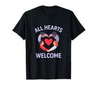 All Hearts Welcome Diversity Kindness Heart Design T-Shirt
