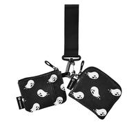 All Holy Wallet for Women Happy Halloween Creepy Credit Card Holder Slim Detachable Wallet Keychain with Zipper Pocket for Work and Travel, 2 Piece, Multicolor, Multicolor., Multicoloured., 4.13"(L)
