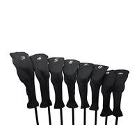All Hybrid Head Cover Golf Club Black Sleek Tight Fit Headcover Set 3-PW Acrylic Head Covers 3 4 5 6 7 8 9 PW Easy to See Large White Embroidered Numbers