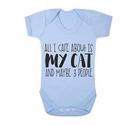 All I Care About is My Cat and Maybe Three People Baby Grow Vest, 0-3 Months, Pastel Blue