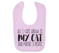 All I Care About is My Cat and Maybe Three People Cotton Baby bib - Pastel Pink