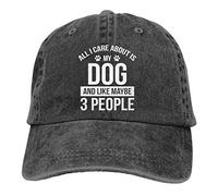 All I Care About is My Dog and Like Maybe 3 People Baseball Cap, Adjustable Washed Classic Vintage Denim Hat, My Dog and Like Maybe 3 People-black, One Size