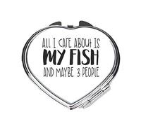 All I Care About Is My Fish And Maybe Three People folding compact pocket mirror - silver heart shape