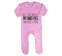All I Care About is My Guinea Pig and Maybe Three People Baby Romper Jumpsuit with feet, 0-3 Months, Pastel Pink