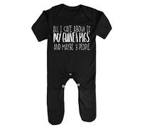 All I Care About is My Guinea Pig and Maybe Three People Baby Romper Jumpsuit with feet, 6-12 Months, Black