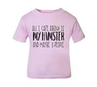 All I Care About is My Hamster and Maybe Three People Short Sleeve Cotton Kids t Shirt, 2-3 Years, Pastel Pink