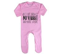 All I Care About is My Rabbit and Maybe Three People Baby Romper Jumpsuit with feet, 6-12 Months, Pastel Pink