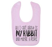 All I Care About is My Rabbit and Maybe Three People Cotton Baby bib - Pastel Pink