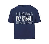 All I Care About is My Rabbit and Maybe Three People Short Sleeve Cotton Toddler t Shirt, 3-4 Years, Navy