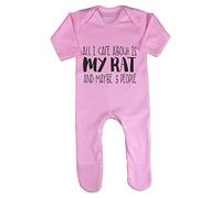 All I Care About is My Rat and Maybe Three People Baby Romper Jumpsuit with feet, 3-6 Months, Pastel Pink