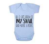 All I Care About is My Snail and Maybe Three People Baby Grow Vest, 3-6 Months, Pastel Blue