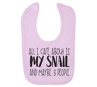 All I Care About is My Snail and Maybe Three People Cotton Baby bib - Pastel Pink