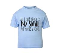 All I Care About is My Snail and Maybe Three People Short Sleeve Cotton Kids t Shirt, 2-3 Years, Pastel Blue