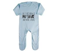 All I Care About is My Snake and Maybe Three People Baby Romper Jumpsuit with feet, 6-12 Months, Pastel Blue