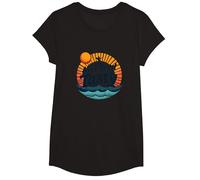 All I Need are Some Tasty Waves Retro Surf Quote T-Shirt, Girls, Black, Large