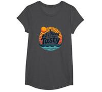 All I Need are Some Tasty Waves Retro Surf Quote T-Shirt, Girls, Dark Heather Grey, Small