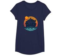 All I Need are Some Tasty Waves Retro Surf Quote T-Shirt, Girls, Navy, Small