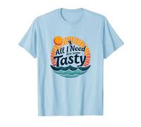 All I Need are Some Tasty Waves Retro Surf Quote T-Shirt, Men, Baby Blue, XXL