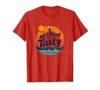 All I Need are Some Tasty Waves Retro Surf Quote T-Shirt, Men, Red, L