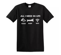 All I Need in Life Food Sleep | Funny | Novelty | Joke | Men's T-Shirt TEE TOP