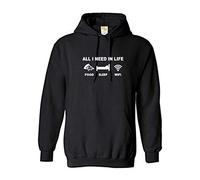 All i Need in Life Food Sleep WiFi Hoodie (Small) Black