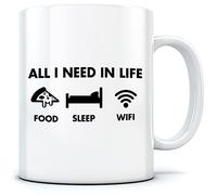 All I Need in Life Food Sleep WiFi - Mug for Tea Coffee - Funny Millennial Teenager Gamer Lazy One Size White