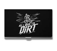 All I Need is Dirt Motocross Business Card Wallet Credit Card Holder Metal Square Small Pocket Purse