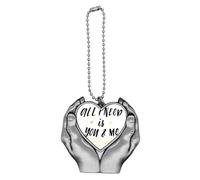 All I Need Is You And Me Quote Car Keychain Heart Pendant Ornament Charm