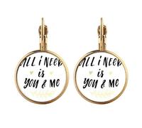 All I Need Is You And Me Quote Gold Clip On Drop Earrings Non Piercing Dangle Jewelry