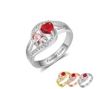 All I Need Is You - Personalized Promise Birthstones Ring, Personalized Heart Rings for Women, Custom Couples Name Ring for Women, Engraved Mothers Rings 2 Birthstones, Gifts for Mom Grandmother Wife