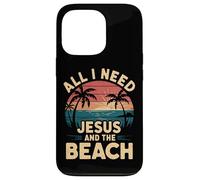 All I Need Jesus and The Beach Funny Christian Sun Vacation Case for iPhone 13 Pro