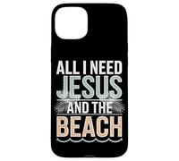 All I Need Jesus and The Beach Funny Christian Sun Vacation Case for iPhone 15 Plus