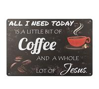 All I Need Today is Coffee and Jesus Sign, Coffee Bar Sign Wall Decor, Coffee Station Decor,Retro Coffee Signs for Coffee Bar,Kitchen Sign Home Decor, 8X12 Inches