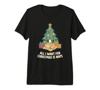 All I Want Cats and Christmas Cat Lovers Naps Sleepy Holiday Premium T-Shirt