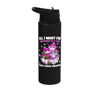 All I Want for Christmas is A Cure - Breast Cancer Awareness Stainless Steel Insulated Water Bottle