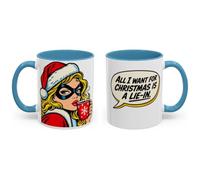 All I want for Christmas is a lie-in Mug - Pop Art Comic, Retro Comic Book | Dishwasher and microwave safe, 11oz ceramic, printed both sides