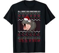 All I Want for Christmas is A Moo deng Kids Womens Mens T Shirt Large Black