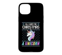 All I Want For Christmas Is A Unicorn Ugly Sweater Xmas Fun Case for iPhone 15 Plus