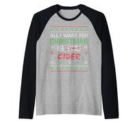 All I Want for Christmas Is Cider Christmas Drinking Raglan Baseball Tee