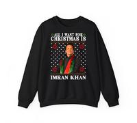 All I want for Christmas is Imran Khan christmas Jumper, Cricket legend, Pakistan hope jumper, Christmas cheer, Xmas Men wear, unisex Sweatshirt for adults and kids Black