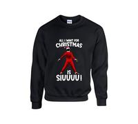 All I Want for Christmas is Siuu jumper Football fans Ronaldo Xmas Santa Claus Football Sweater Sports lover kids gift Unisex Kids Adult Sweatshirt (Black, 9 Years)
