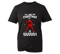 All I Want for Christmas is Siuu Jumper Tshirt Football Fans Ronaldo Xmas Santa Claus Football Tee Sports Lover Kids Gift Unisex Kids Adult Tops (Black, 9 Years)