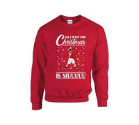 All I Want for Christmas Is Siuu Jumper, Xmas Sweatshirt, Football Merry Christmas Sweatshirt, Funny Soccer Ronaldo Santa Unisex Top (Red, 5 Years)