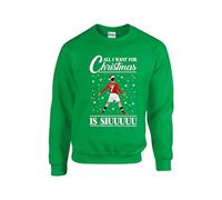 All I Want for Christmas Is Siuu Jumper, Xmas Sweatshirt, Football Merry Christmas Sweatshirt, Funny Soccer Ronaldo Santa Unisex Top (Irish Green, 9 Years)