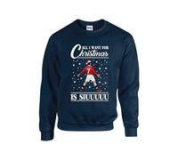 All I Want for Christmas Is Siuu Jumper, Xmas Sweatshirt, Football Merry Christmas Sweatshirt, Funny Soccer Ronaldo Santa Unisex Top (M, Navy)