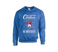 All I Want for Christmas Is Siuu Jumper, Xmas Sweatshirt, Football Merry Christmas Sweatshirt, Funny Soccer Ronaldo Santa Unisex Top (Royal Blue, 5 Years)