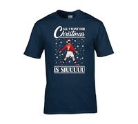 All I Want for Christmas is Siuu T-Shirt, Xmas Shirt, Football T Shirt, Merry Christmas Tshirt, Funny Soccer T-Shirt, Ronaldo Santa T-Shirt, Unisex Top (Navy, S)