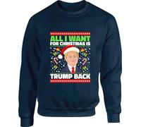 All I want for Christmas Is Trump Back Jumper Santa Spoof Donald J. Trump Stand With Trump Support Republicans Birthday Xmas Unisex Gift Festive Top (Navy, 3 Years)